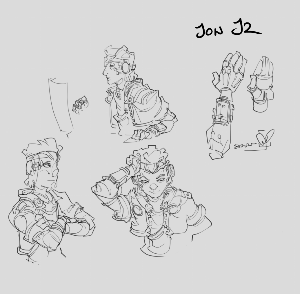 Hand-drawn character studies for Jon J2